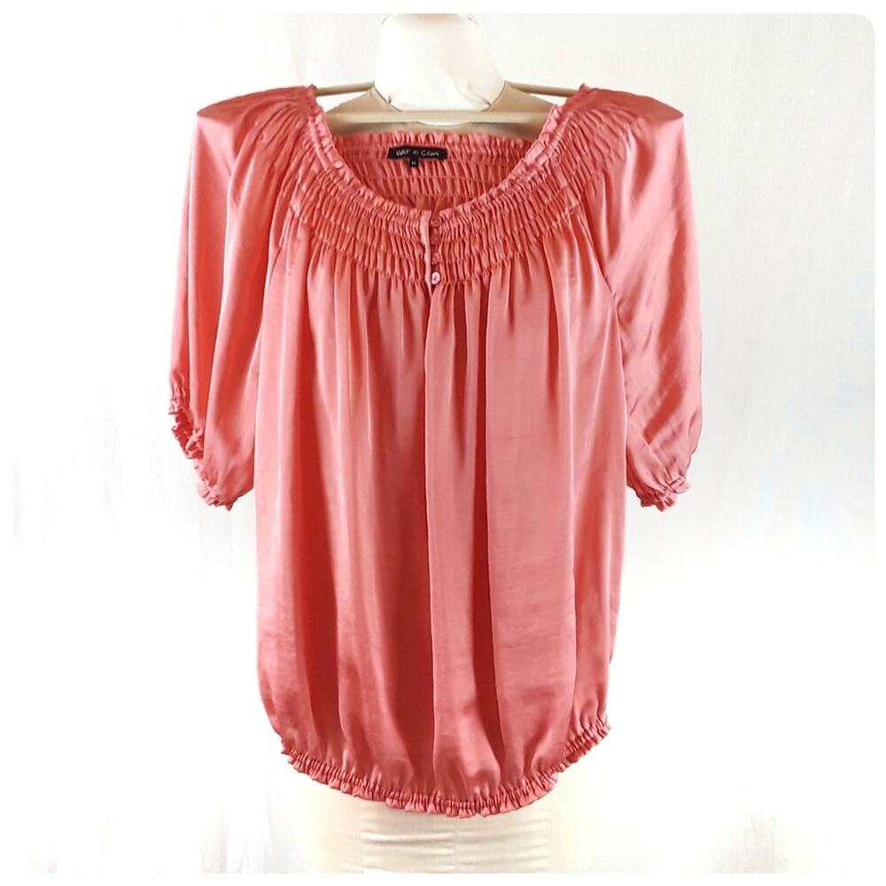 Violet & Claire Pink Off Shoulder Silky Blouse Size M - Picture 1 of 8